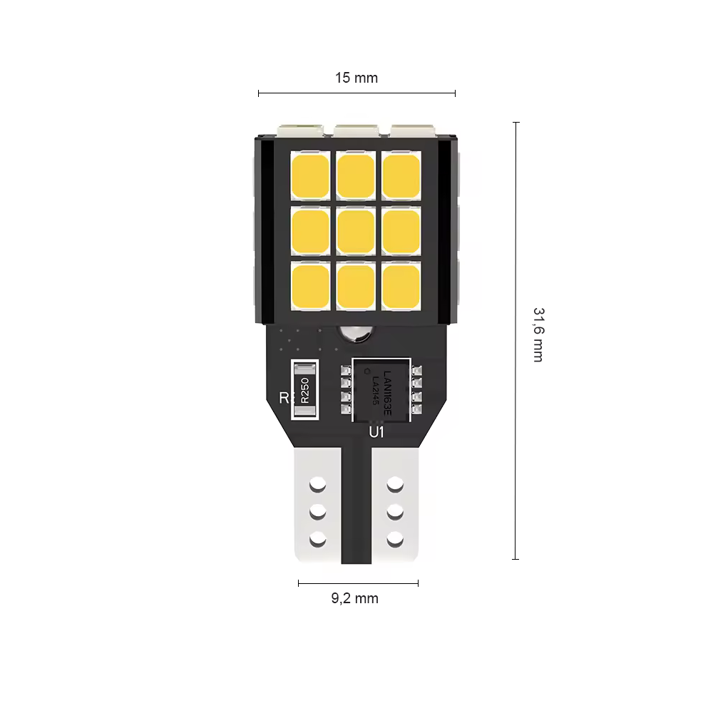 Set 2 x bec LED T15 W16W WY16W LUSMAR™ 1100 lm, Canbus - fara eroare