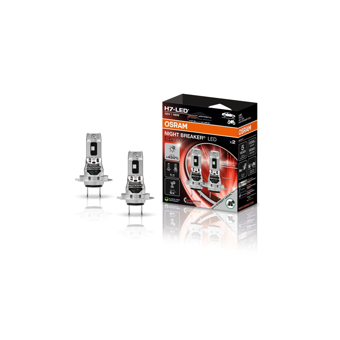 Kit led H7 Osram Night Breaker 6000k 3000 lumeni omologare RAR